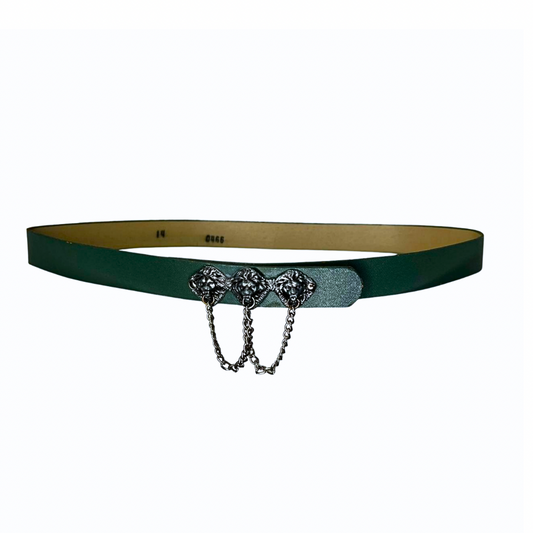 80’s Lion Head Faux Vegan Leather Chain Belt