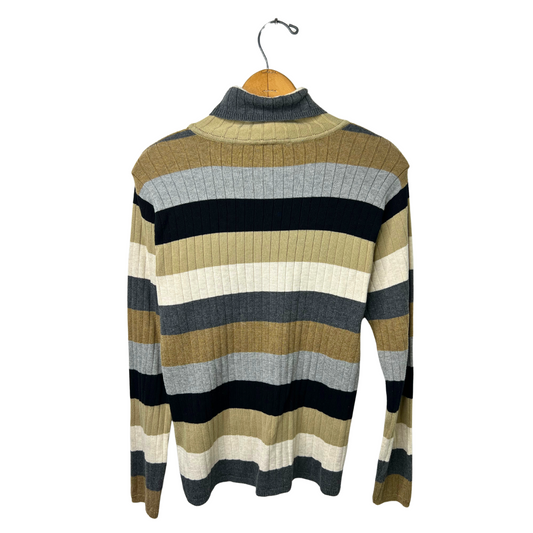 90’s Striped 100% Cotton Ribbed Knit Turtleneck Size Small