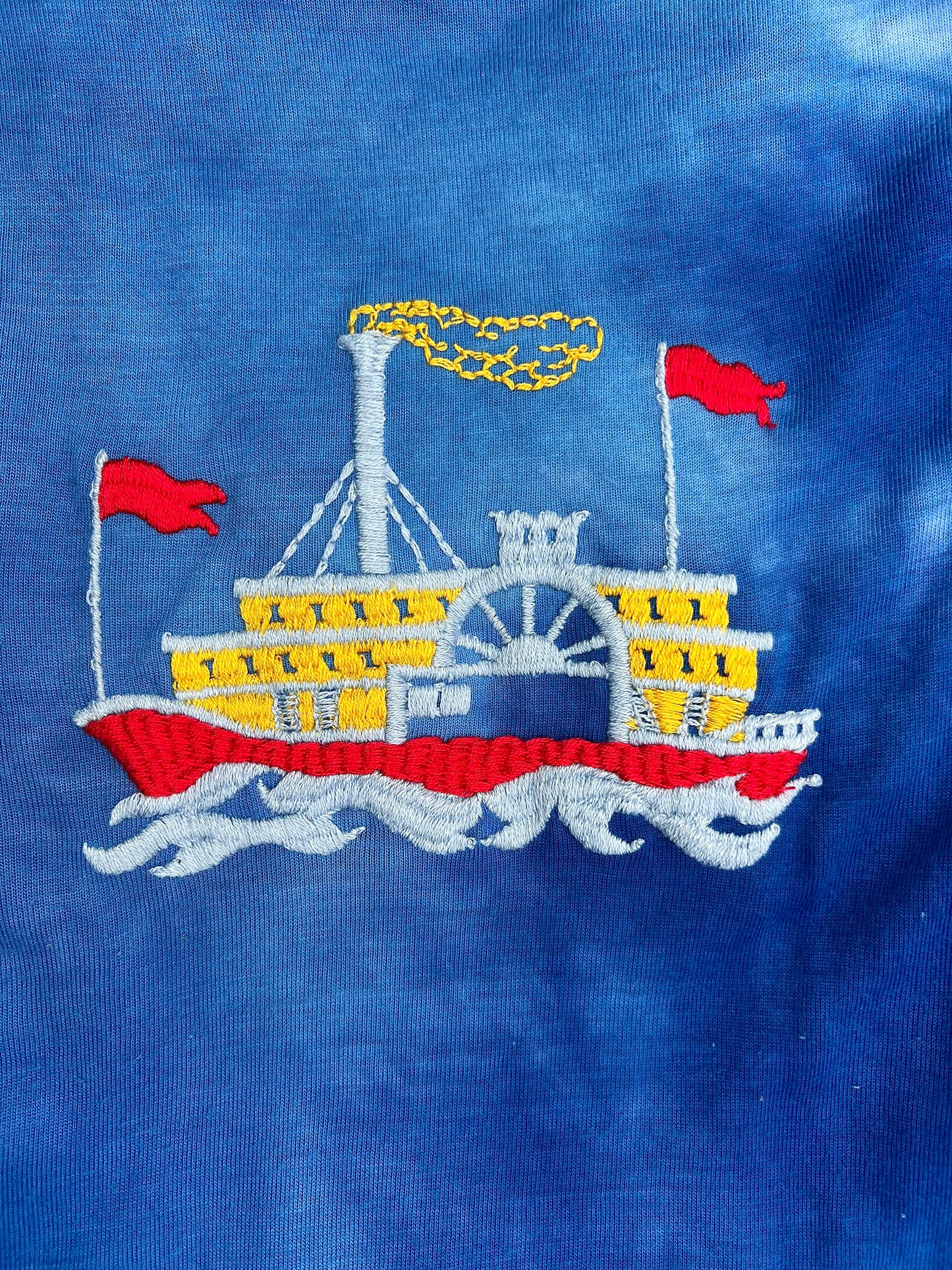 70’s Embroidered Steamboat Tie Dye Long Sleeve Tee Size Medium