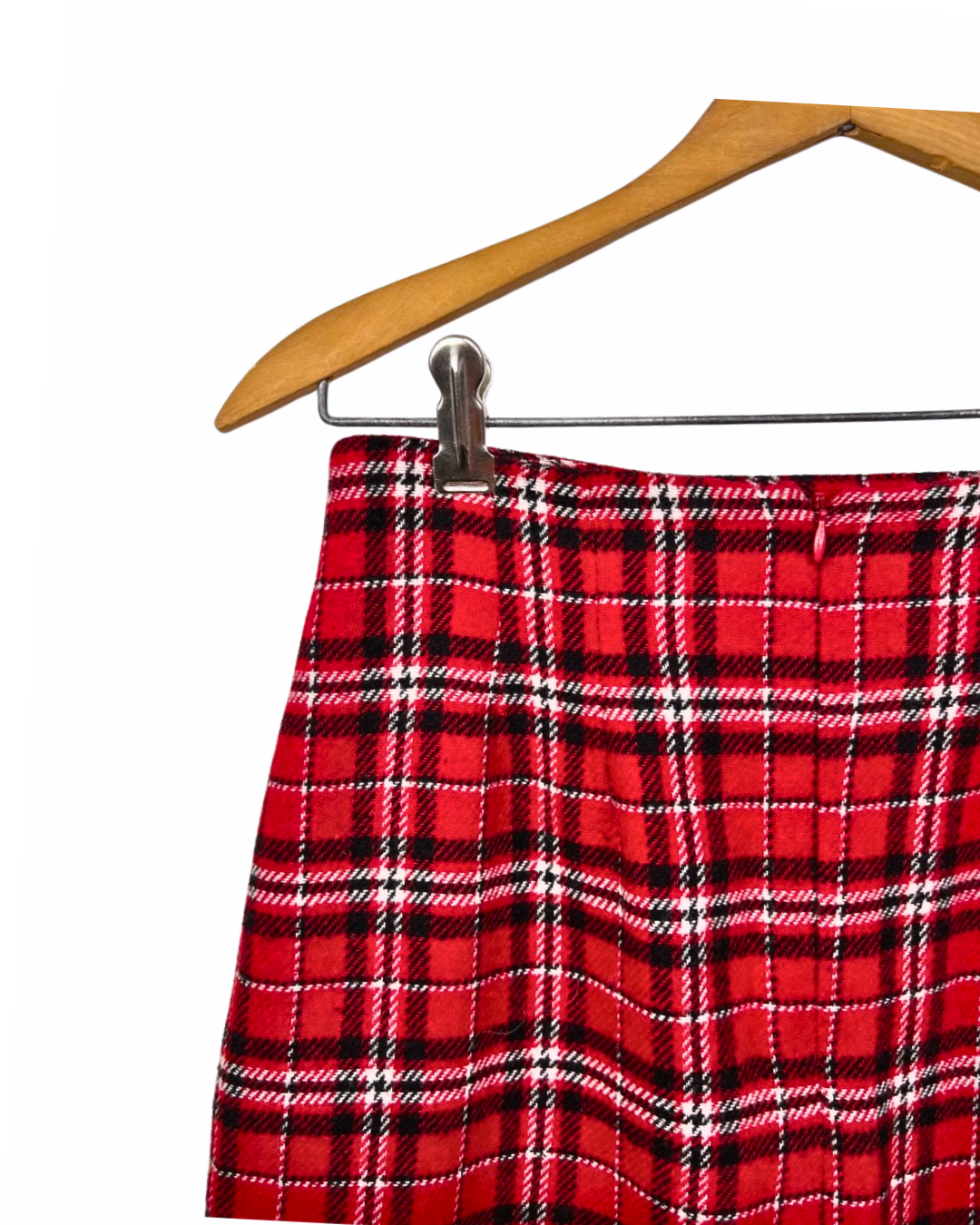 80’s Red Wool Plaid Mini Skirt Size 2/4