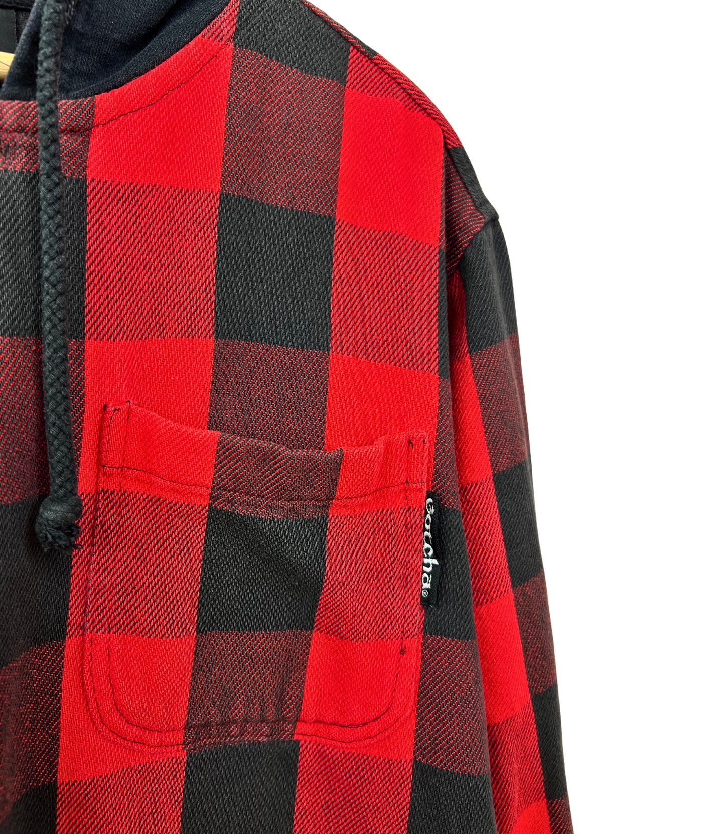 90's Buffalo Plaid Hooded Flannel Buttondown Size M/L