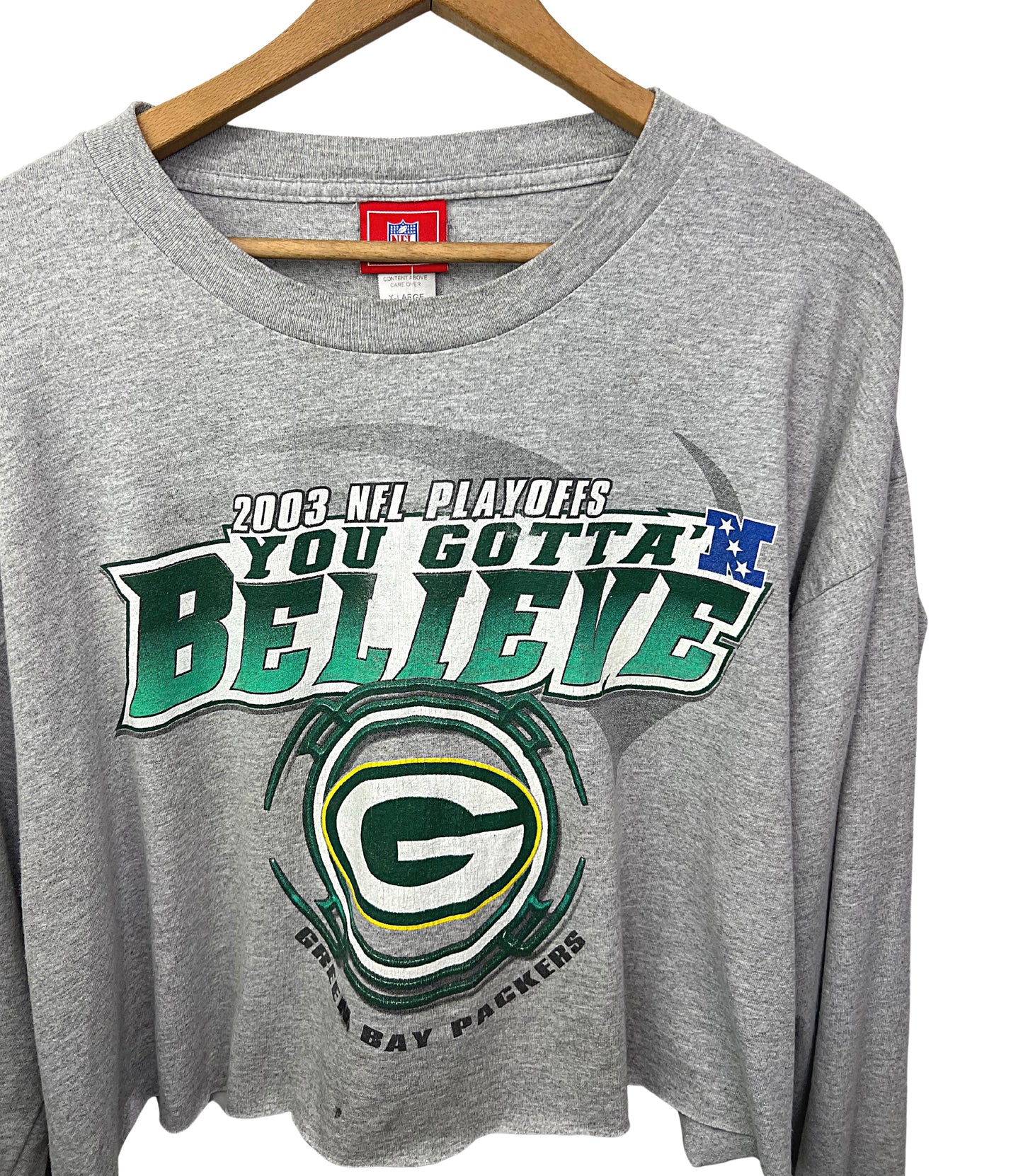 2003 You Gotta Believe Green Bay Packers NFL Football Cutoff Crop Top Size XL