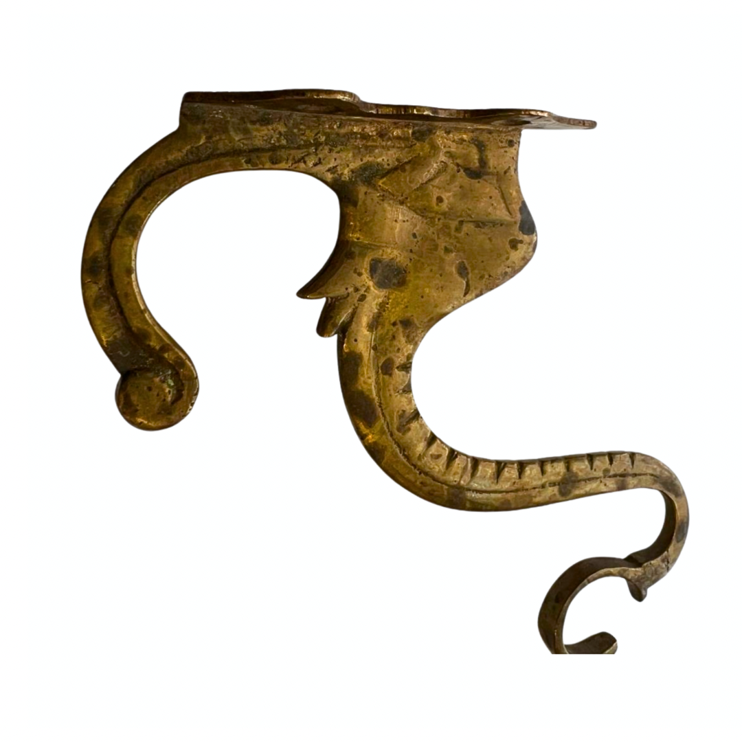 Antique Brass Elephant Double Hook MCM Decor
