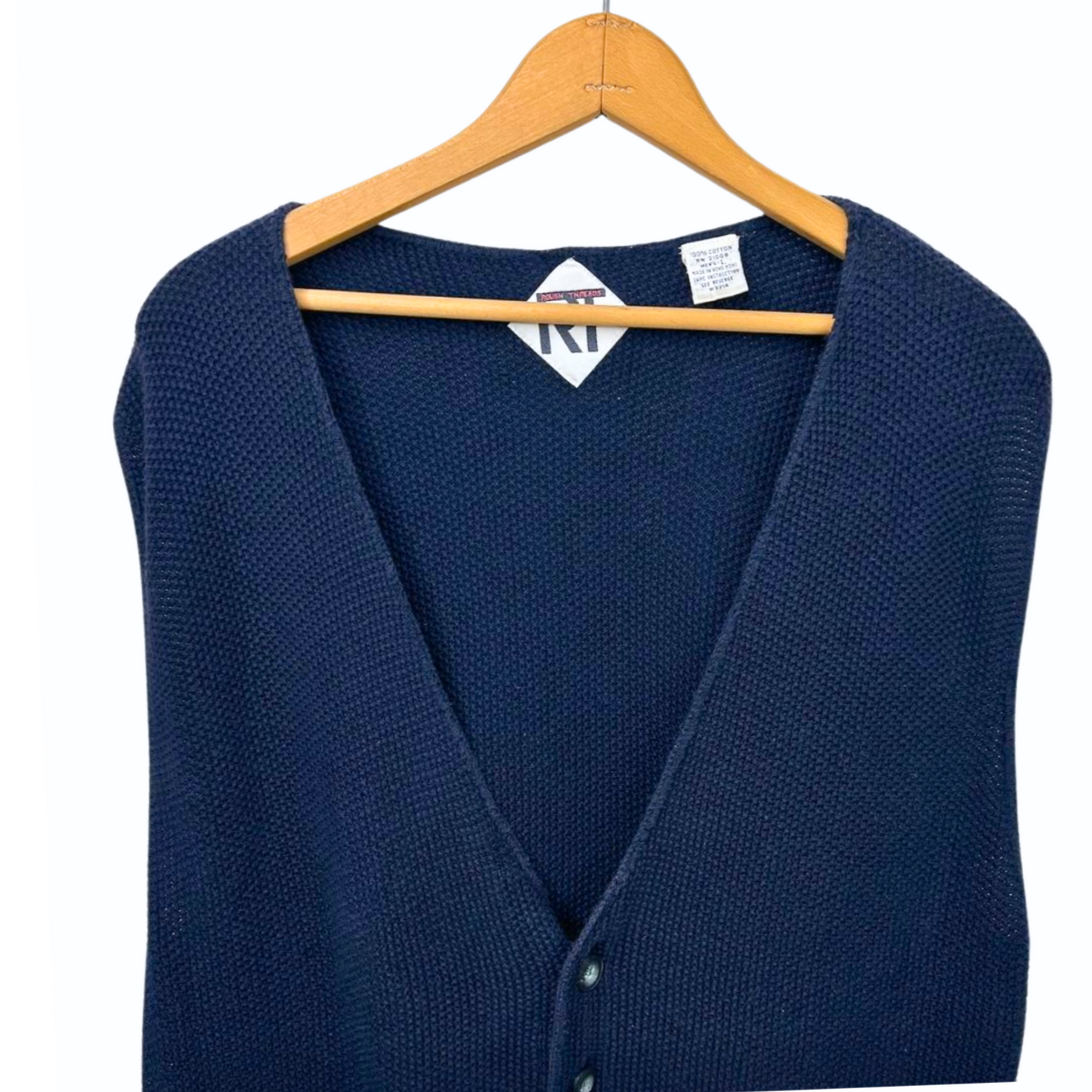 80’s Navy Blue Pocket 100% Cotton Sweater Vest Size M/L