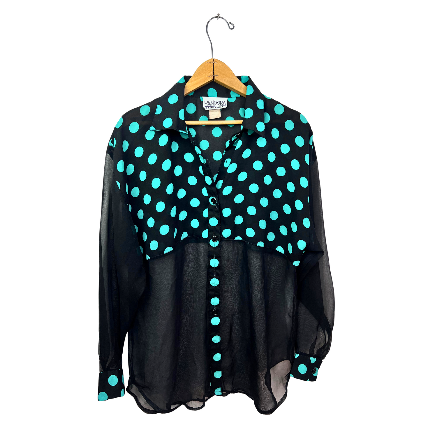 90s Sheer Polka Dot Pandora Casual Blouse