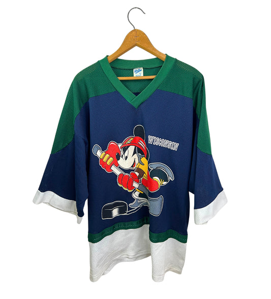 80’s Mickey Mouse Disney Wisconsin Hockey Jersey Size XL