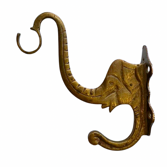 Antique Brass Elephant Double Hook MCM Decor