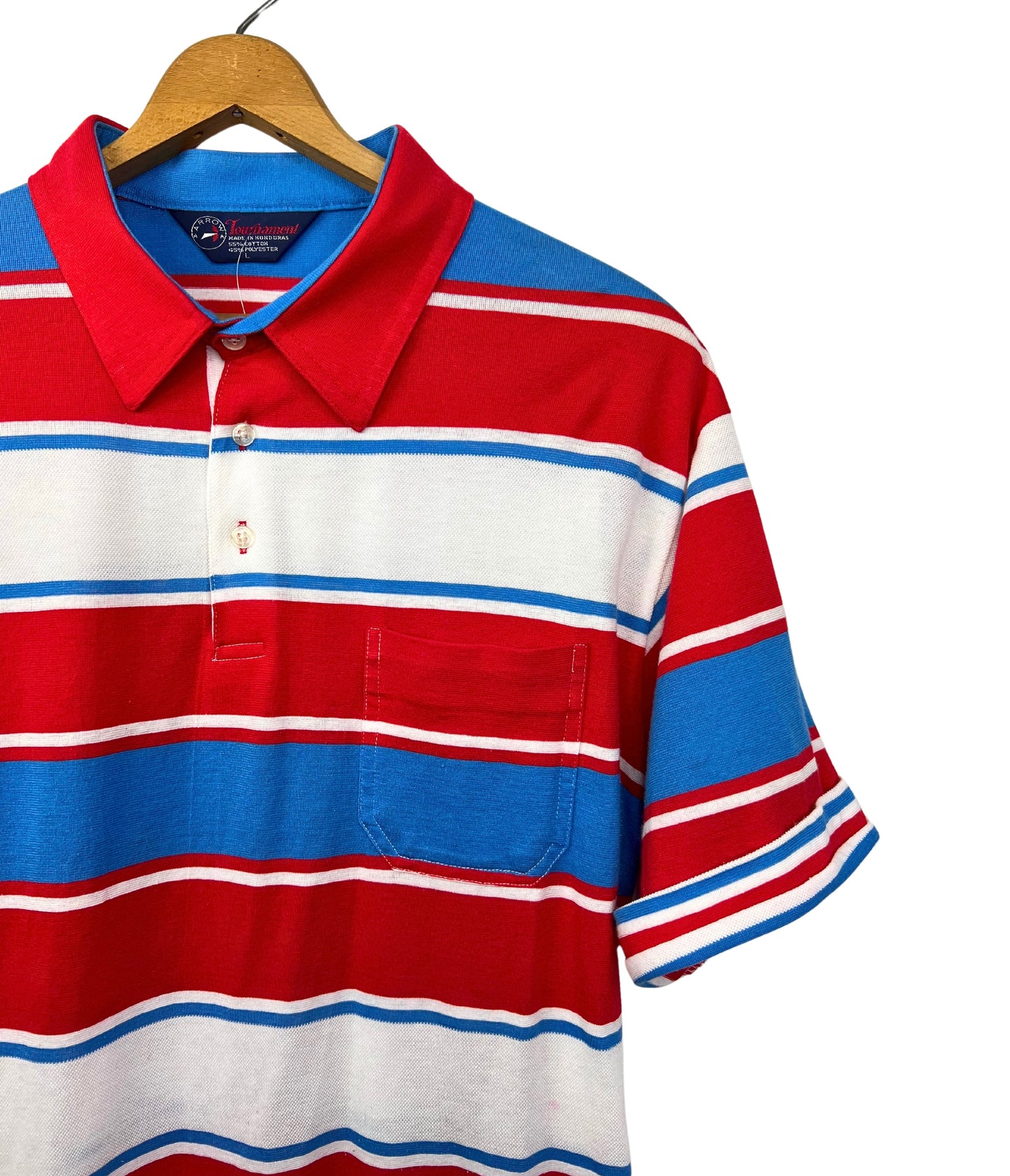80’s Retro Red Stripe Henley Polo Size Large