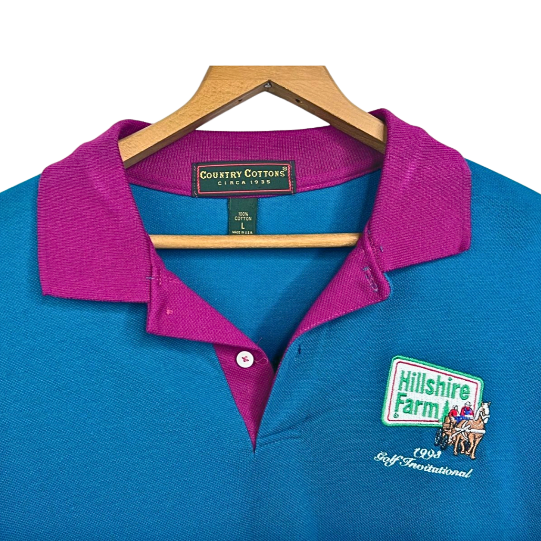 1998 Hillshire Farm Sausage Golf Tournament Colorblock Polo Size L/XL
