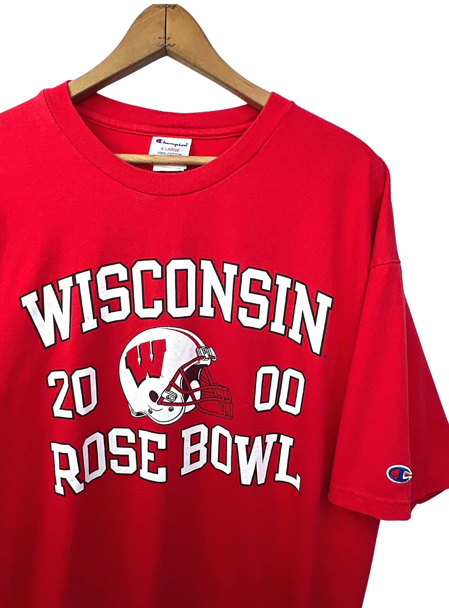 2000 Rose Bowl Wisconsin Badgers 100% Cotton CHAMPION T-shirt Size XL