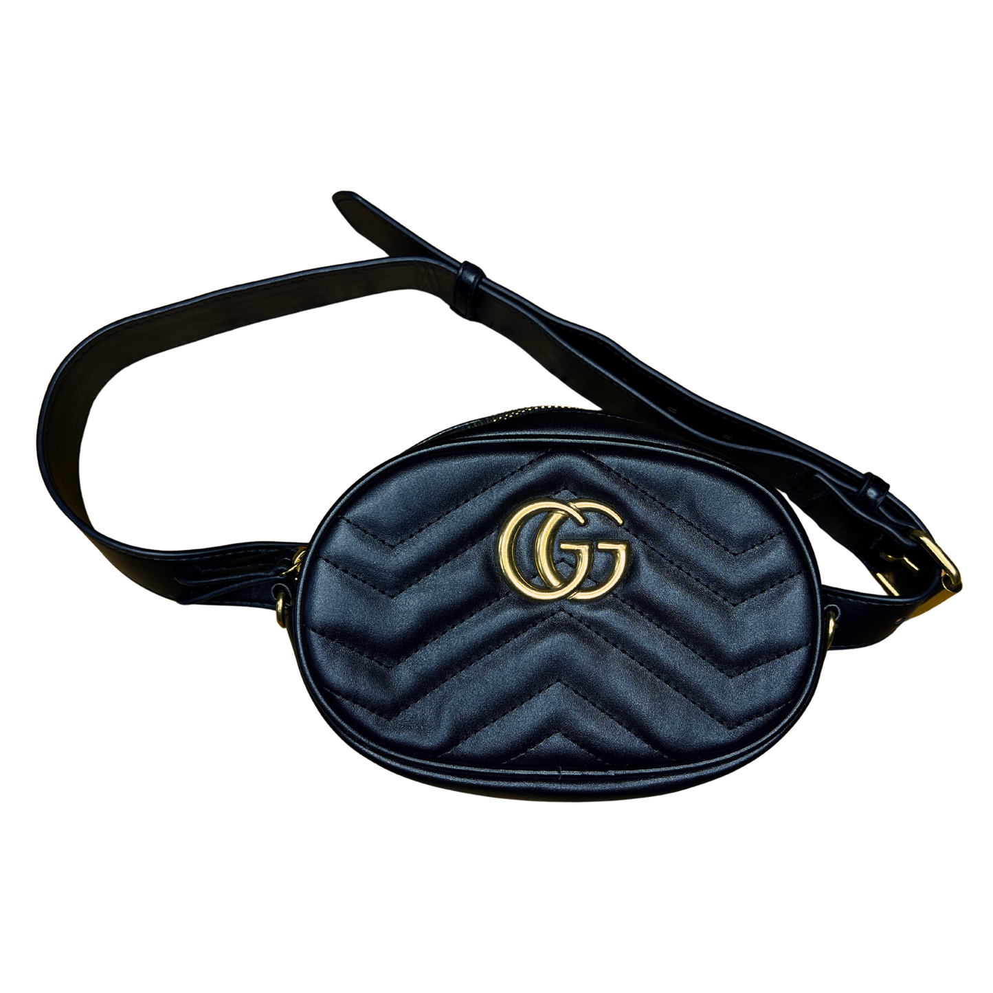 GUCCI Designer Marmont Black Calfskin Waist Bag