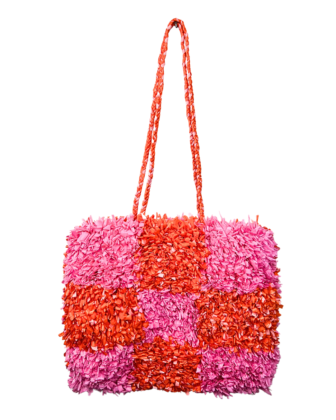 00’s Pink & Orange Recycled Plastic Grass Tote Purse