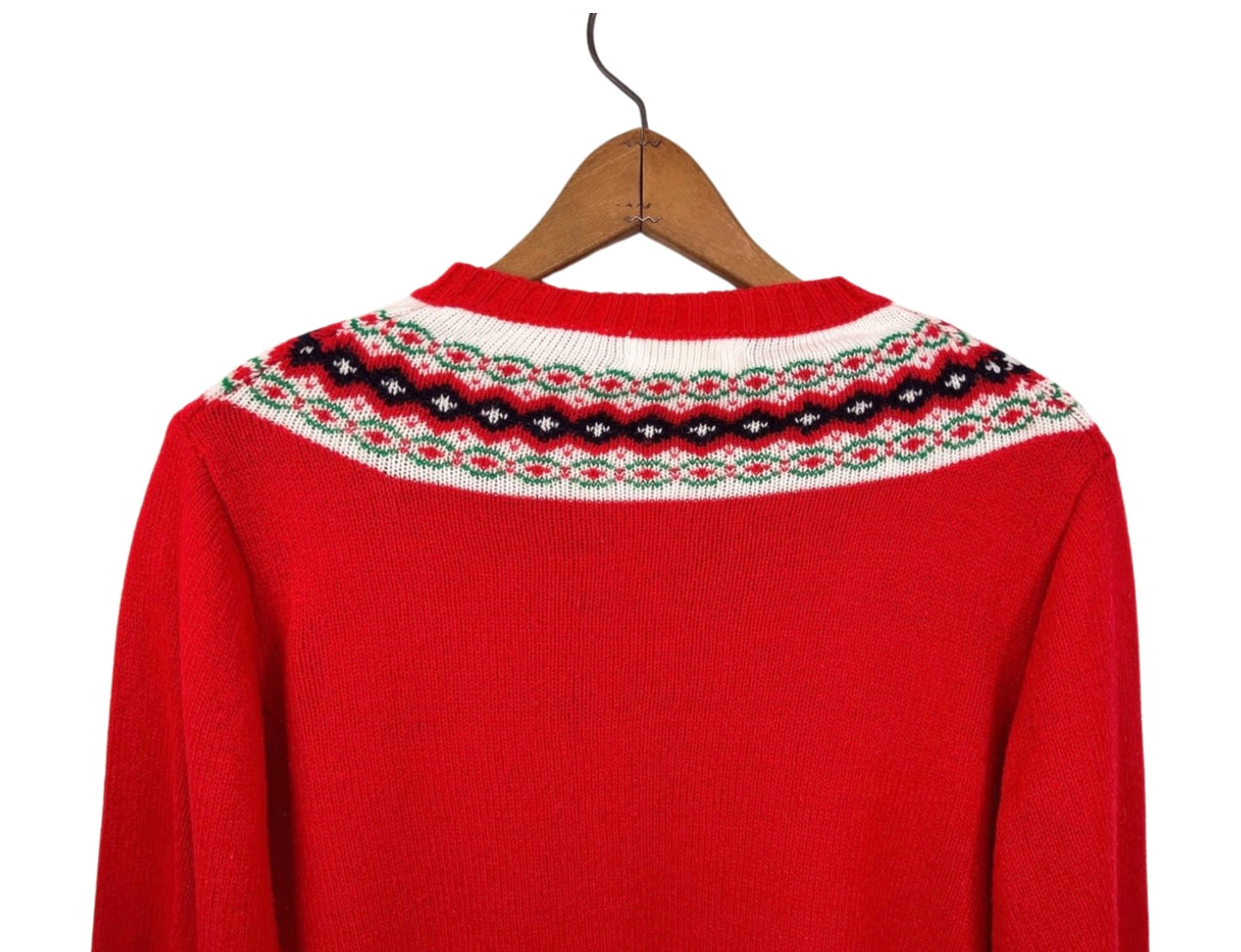 70’s Red Fair Isle Henley Ski Sweater Size S/M