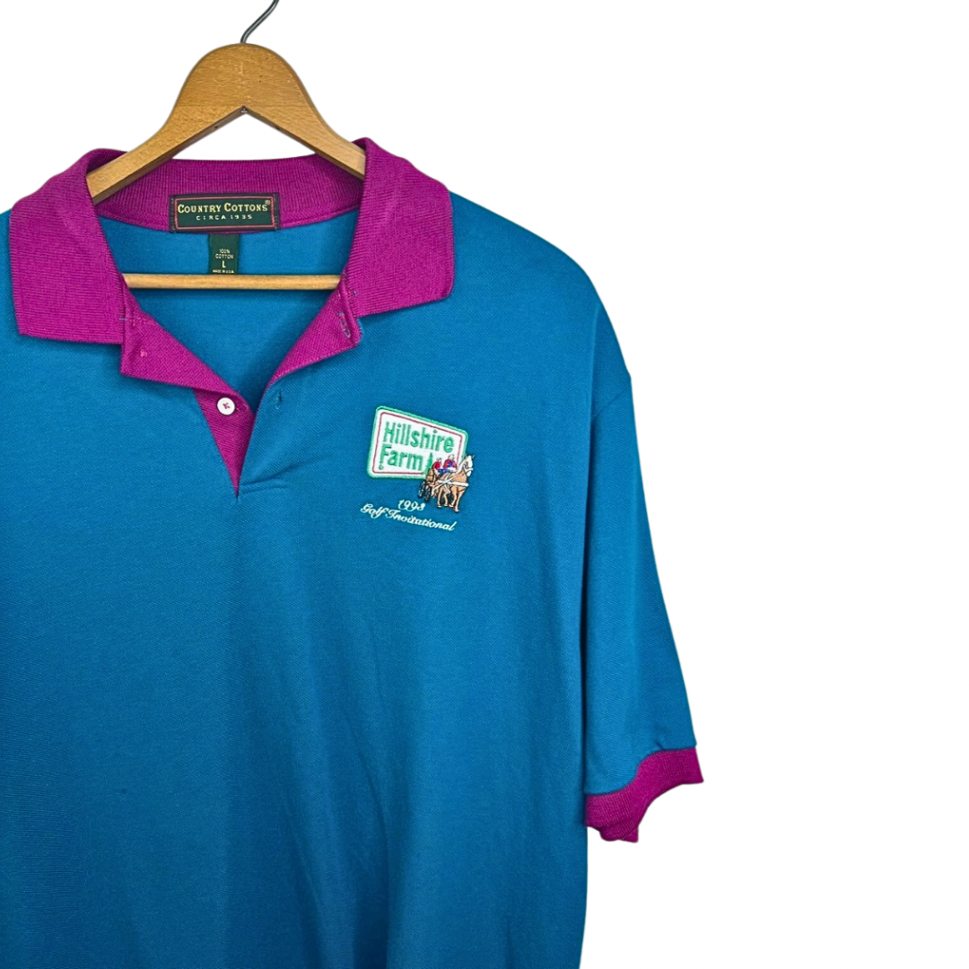 1998 Hillshire Farm Sausage Golf Tournament Colorblock Polo Size L/XL