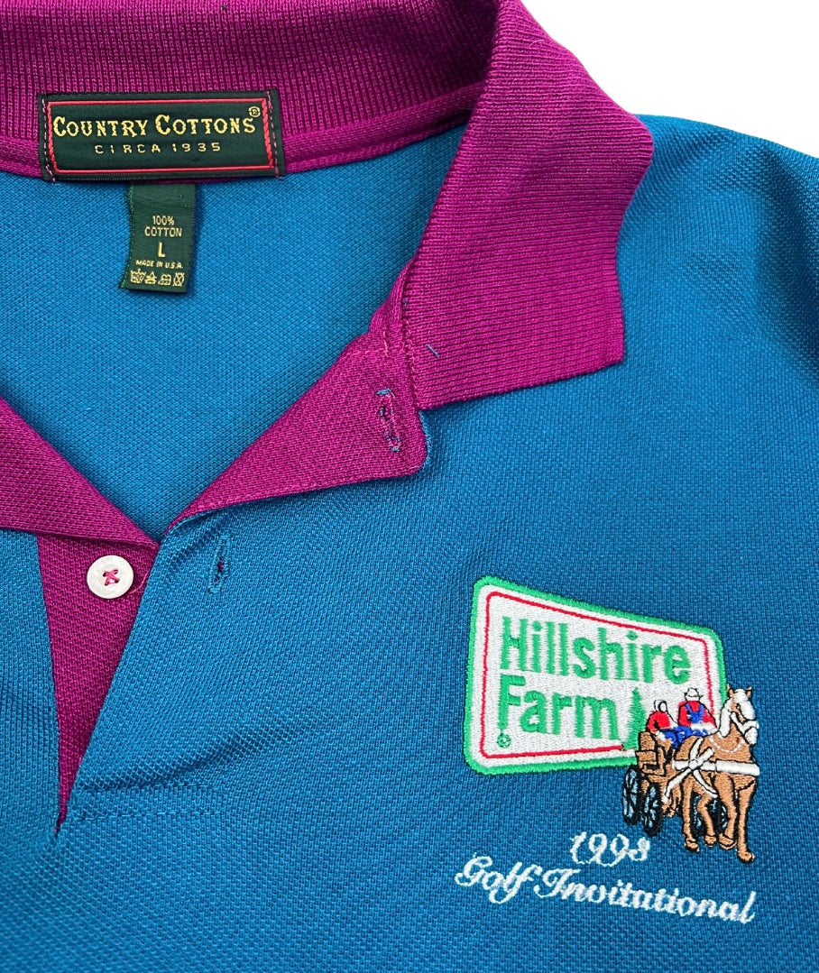 1998 Hillshire Farm Sausage Golf Tournament Colorblock Polo Size L/XL