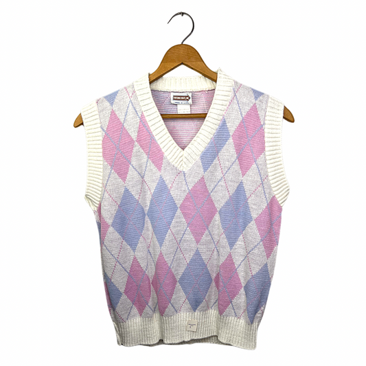 80’s Pink Pastel Argyle Sweater Vest Size Small