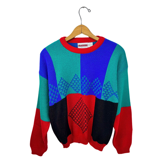 90’s Mod Colorful Diamond Sweater Size Medium