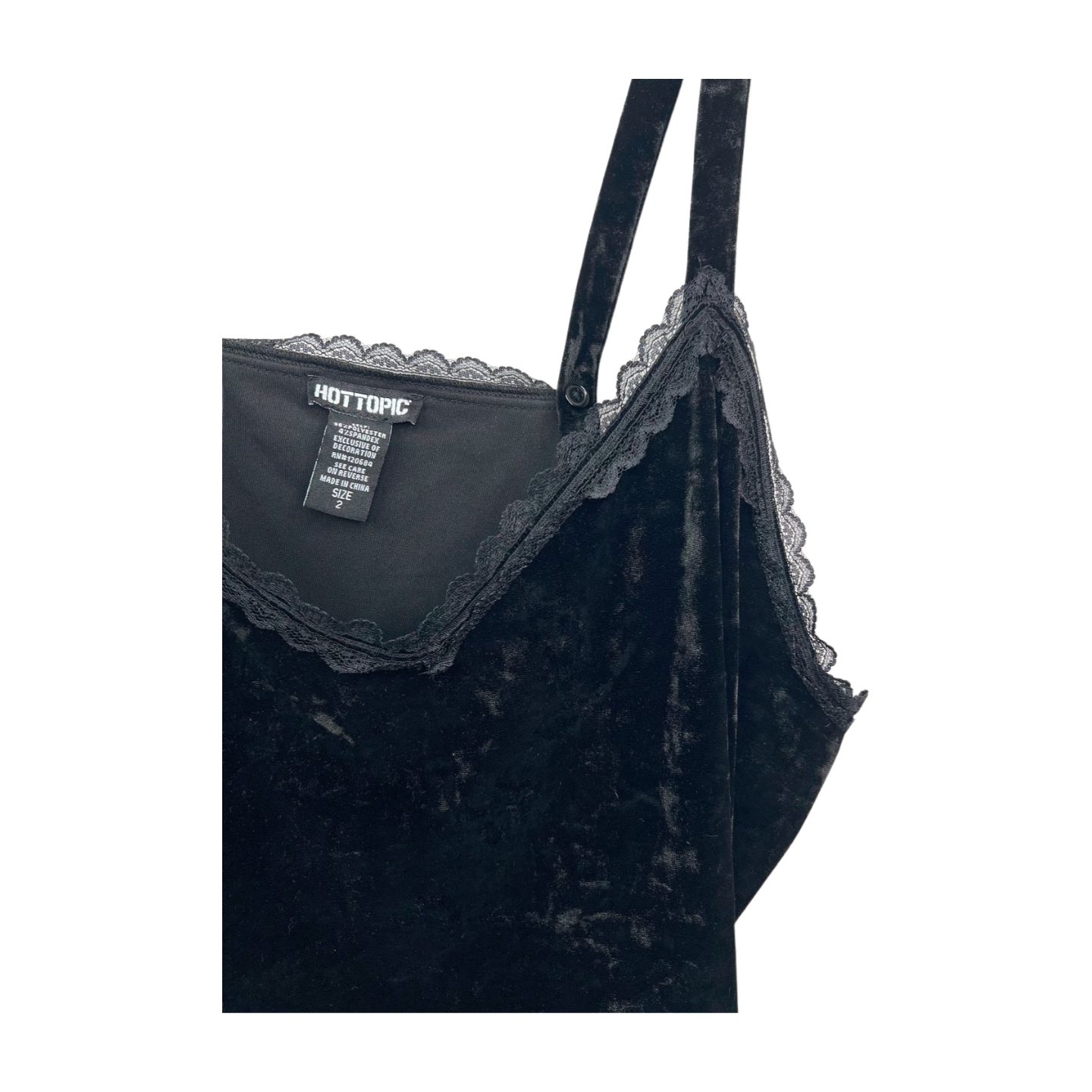 90’s 00’s Hot Topic Black Velvet Trim Tank