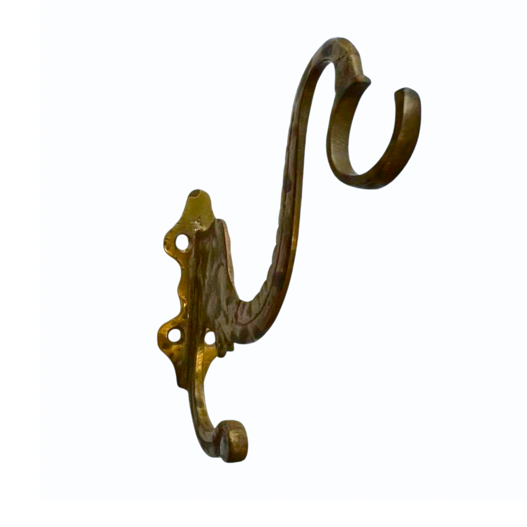 Antique Brass Elephant Double Hook MCM Decor