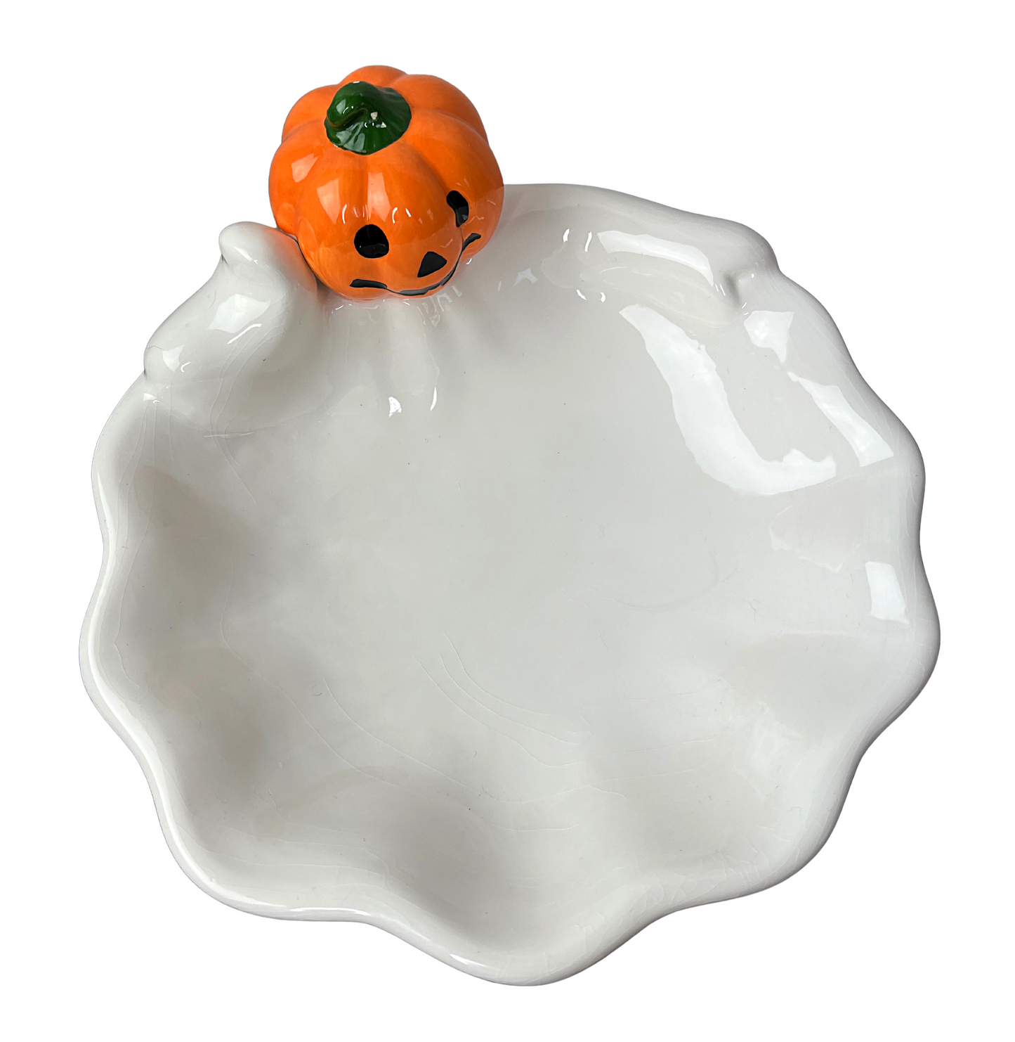 90’s Ceramic Pumpkin Halloween Candy Dish 10”