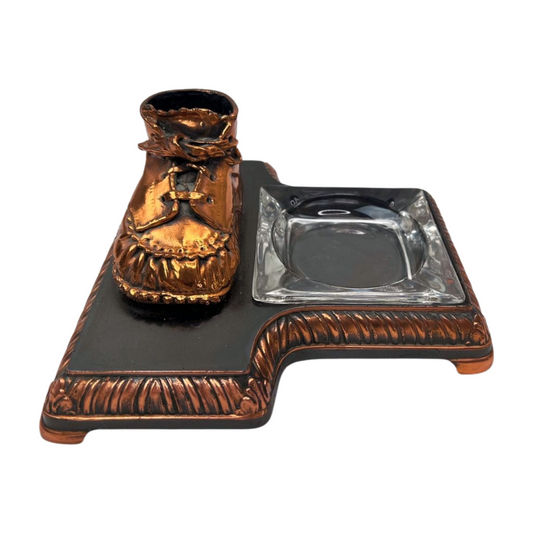 Vintage Brass Baby Shoe Ashtray Catchall Dish
