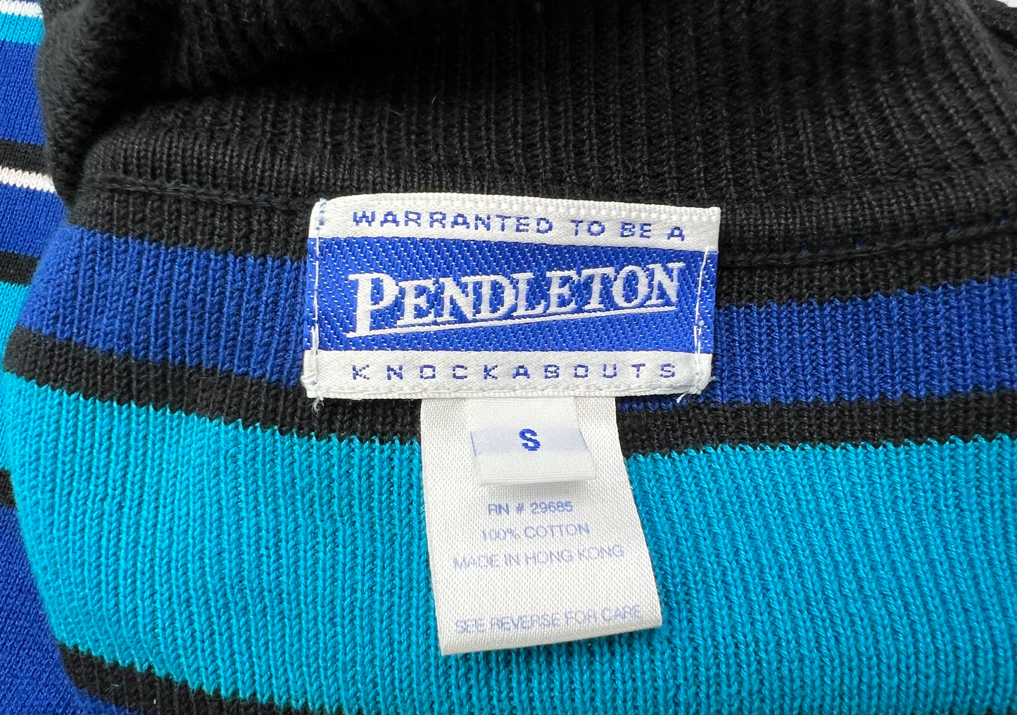 90s Blue Striped Pendleton 100% Cotton Turtleneck Size S/M