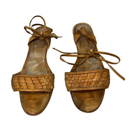 70’s Woven Leather Gladiator Sandals Size W7.5