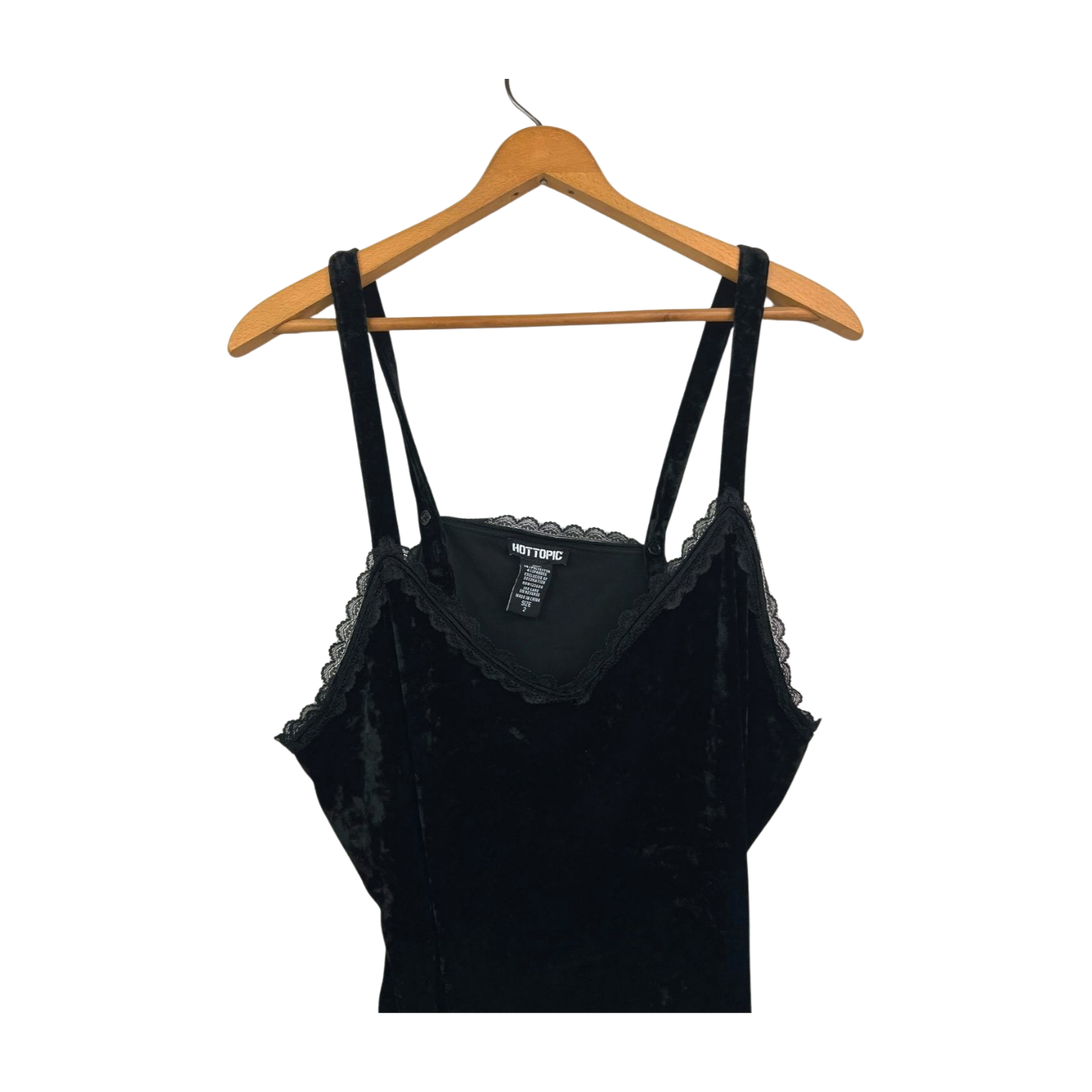 90’s 00’s Hot Topic Black Velvet Trim Tank