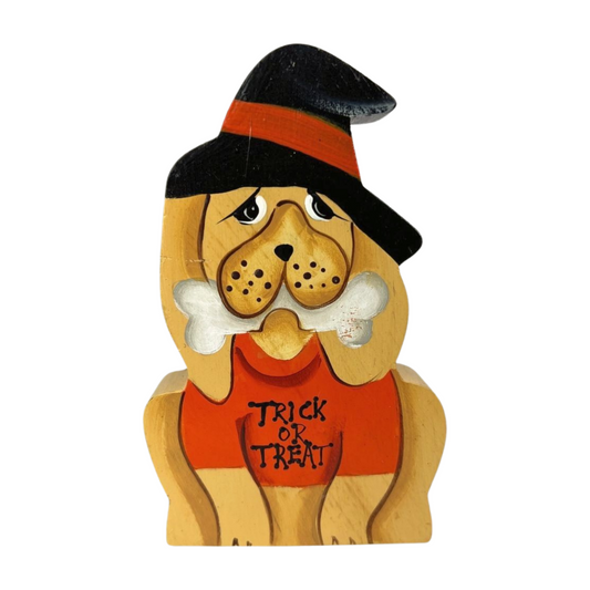 90’s Trick or Treat Dog Halloween Wooden Decor