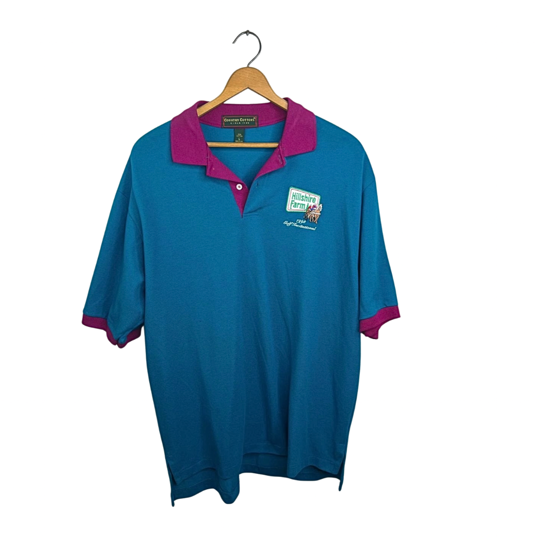 1998 Hillshire Farm Sausage Golf Tournament Colorblock Polo Size L/XL