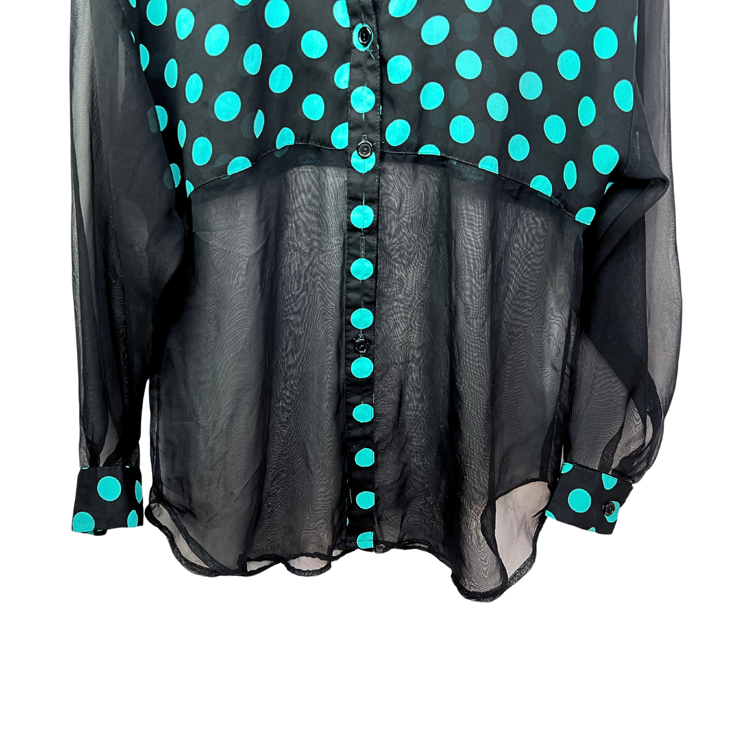 90s Sheer Polka Dot Pandora Casual Blouse