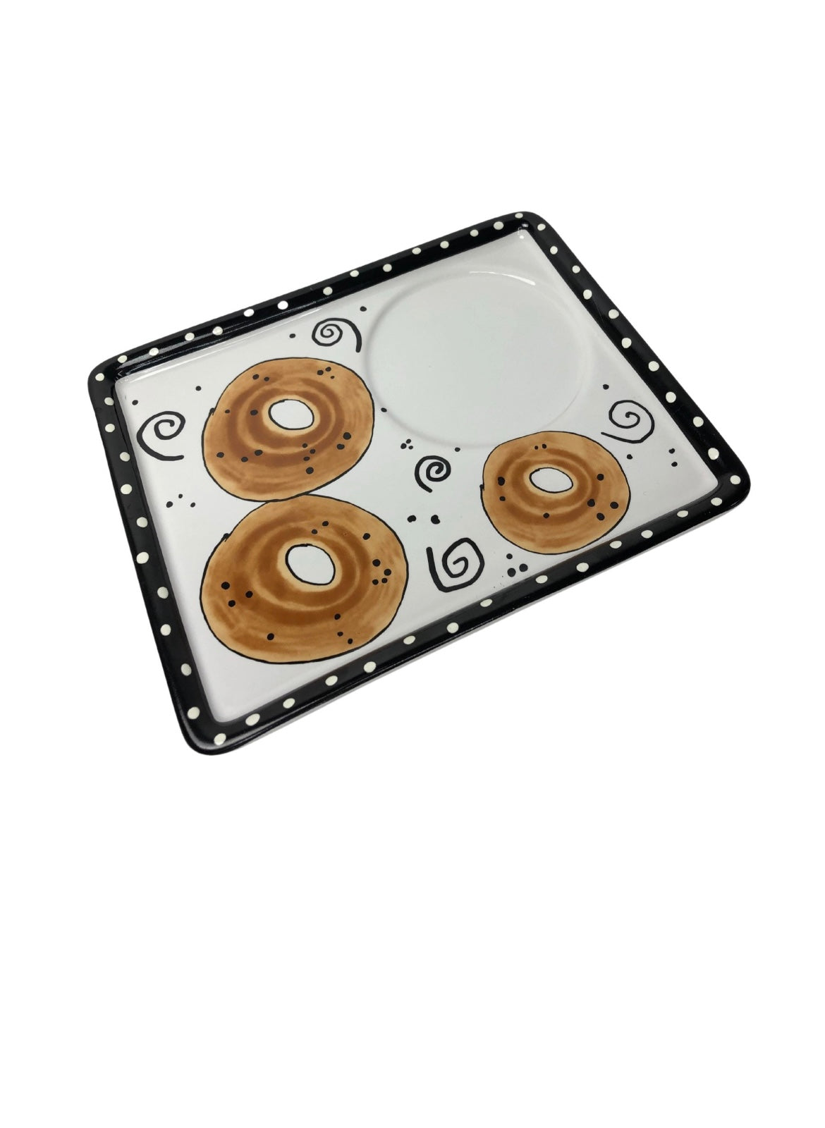 Vintage 90’s BAGEL and SMEAR Ceramic Plate & Dish Serving Tray 2 Piece Set