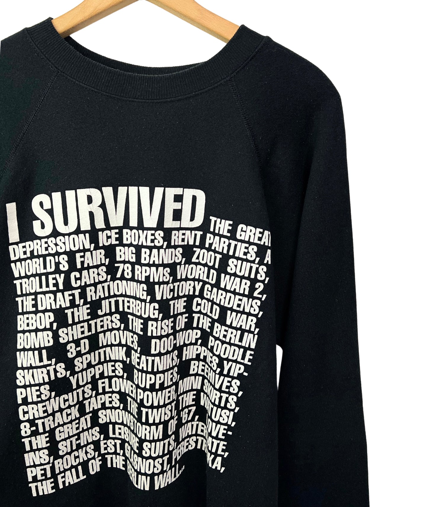 80’s I Survived Great Depression, Yuppies, Cold War, Snowstorm of 67 Funny Sweatshirt Size XL