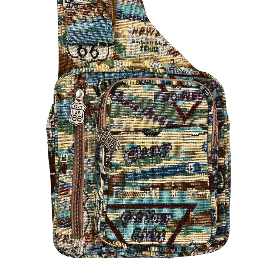 90’s Route 66 Road Trip Tapestry Crossbody Bag
