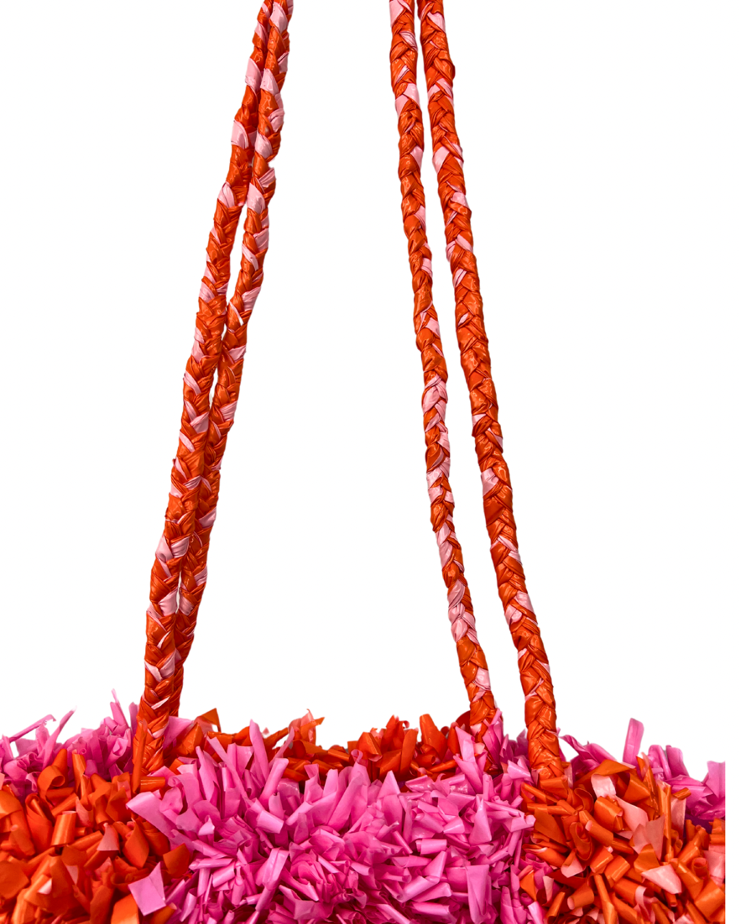 00’s Pink & Orange Recycled Plastic Grass Tote Purse