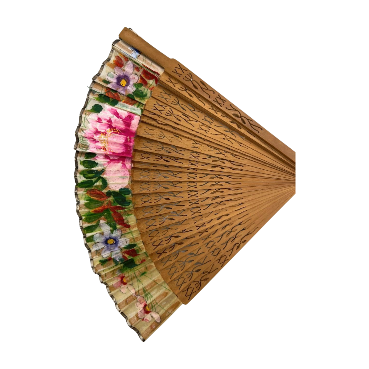 Vintage Hand Painted Wang Sin Kee Shop Chinese Silk Bamboo Hand Fan