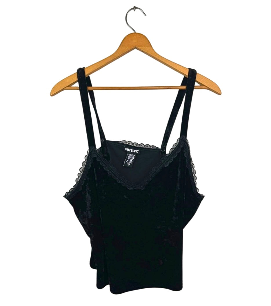 90’s 00’s Hot Topic Black Velvet Trim Tank