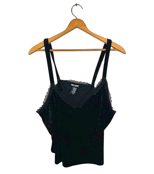 90’s 00’s Hot Topic Black Velvet Trim Tank
