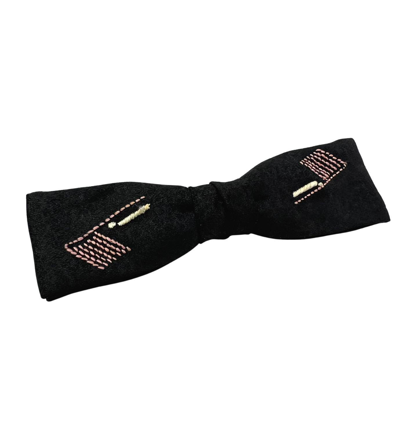 50’s Black Tie Mod Stitched Silk Ormond Groom Groomsmen Formal Clip-on Bow Tie