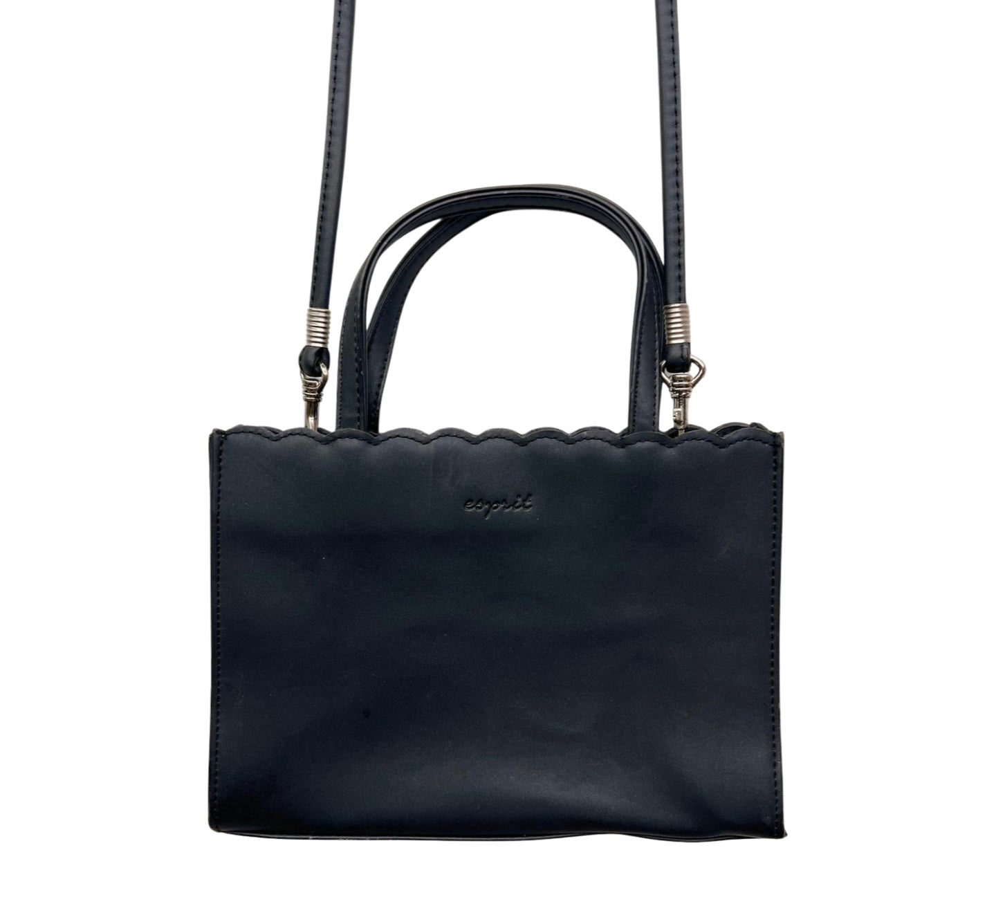 90s Black ESPRIT Scalloped Convertible Crossbody Clutch Purse