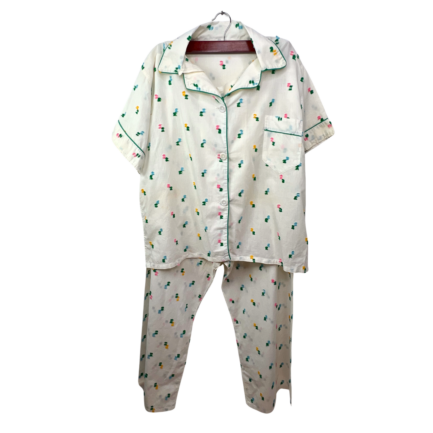 60’s Retro Floral Cotton Poplin Pajama Set Size Large