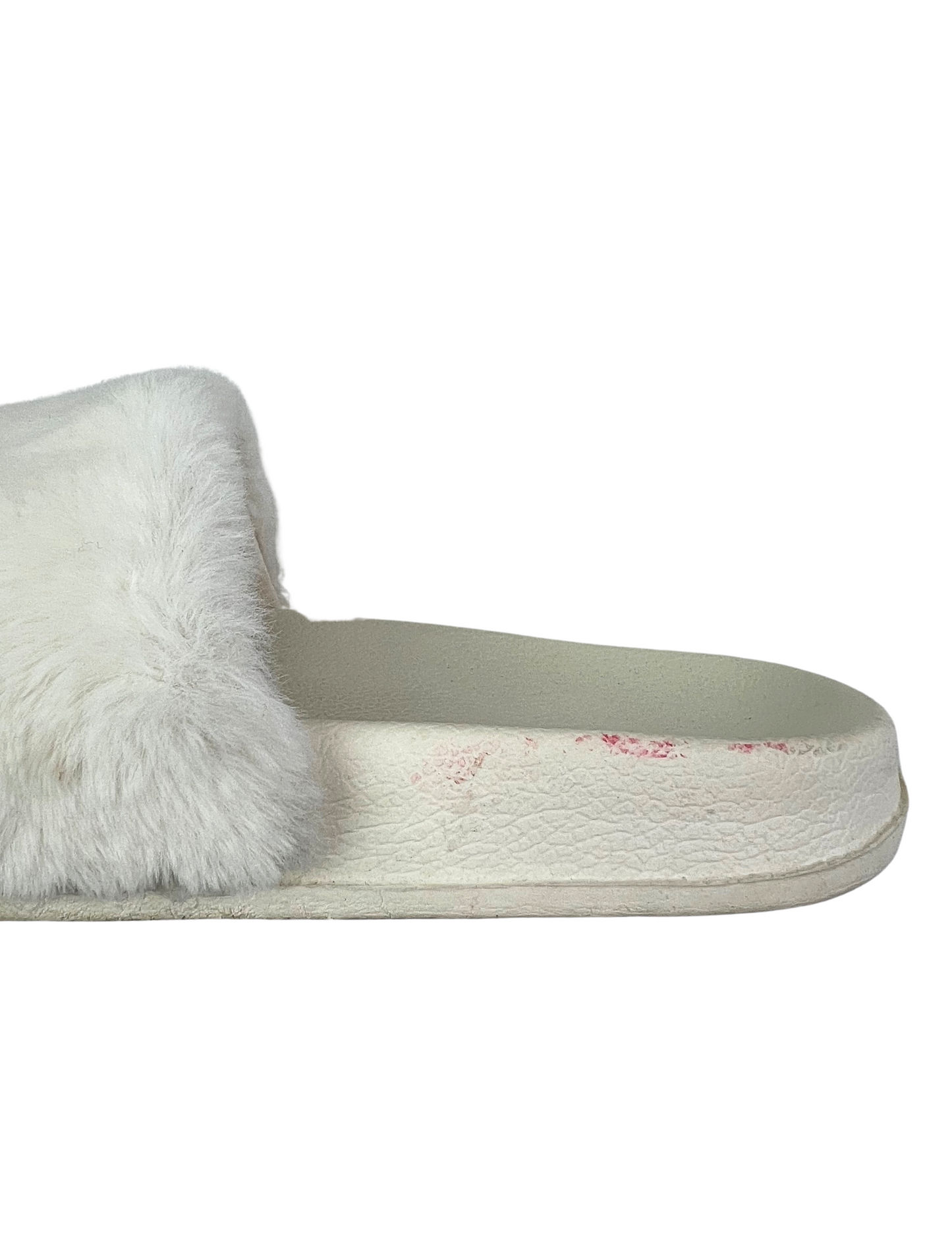 80’s White Faux Fur Fuzzy Slide Slippers Size 7