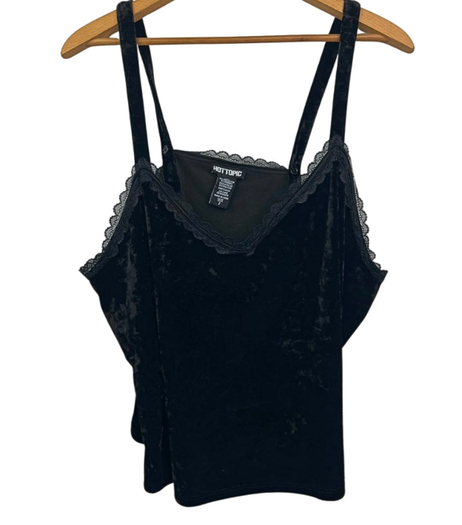 90’s 00’s Hot Topic Black Velvet Trim Tank