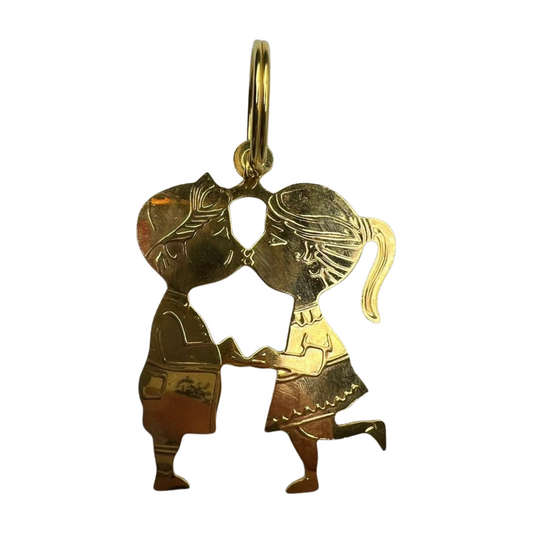 50s Brass Kissing Couples Keychain