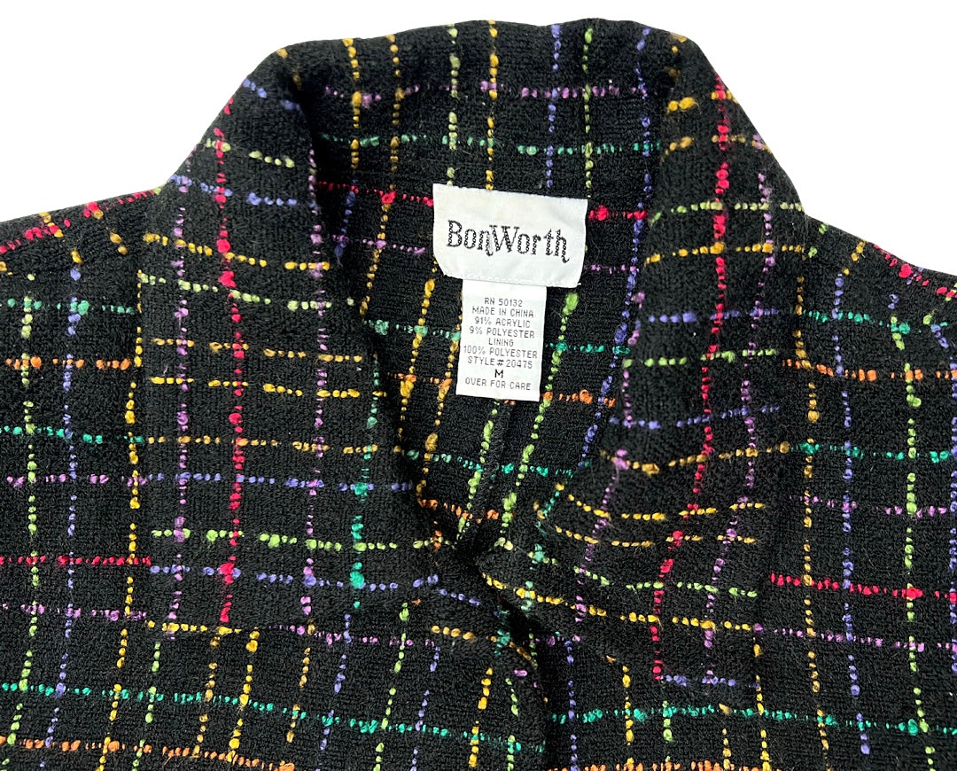 90’s Black Rainbow Tweed Blazer Size M/L