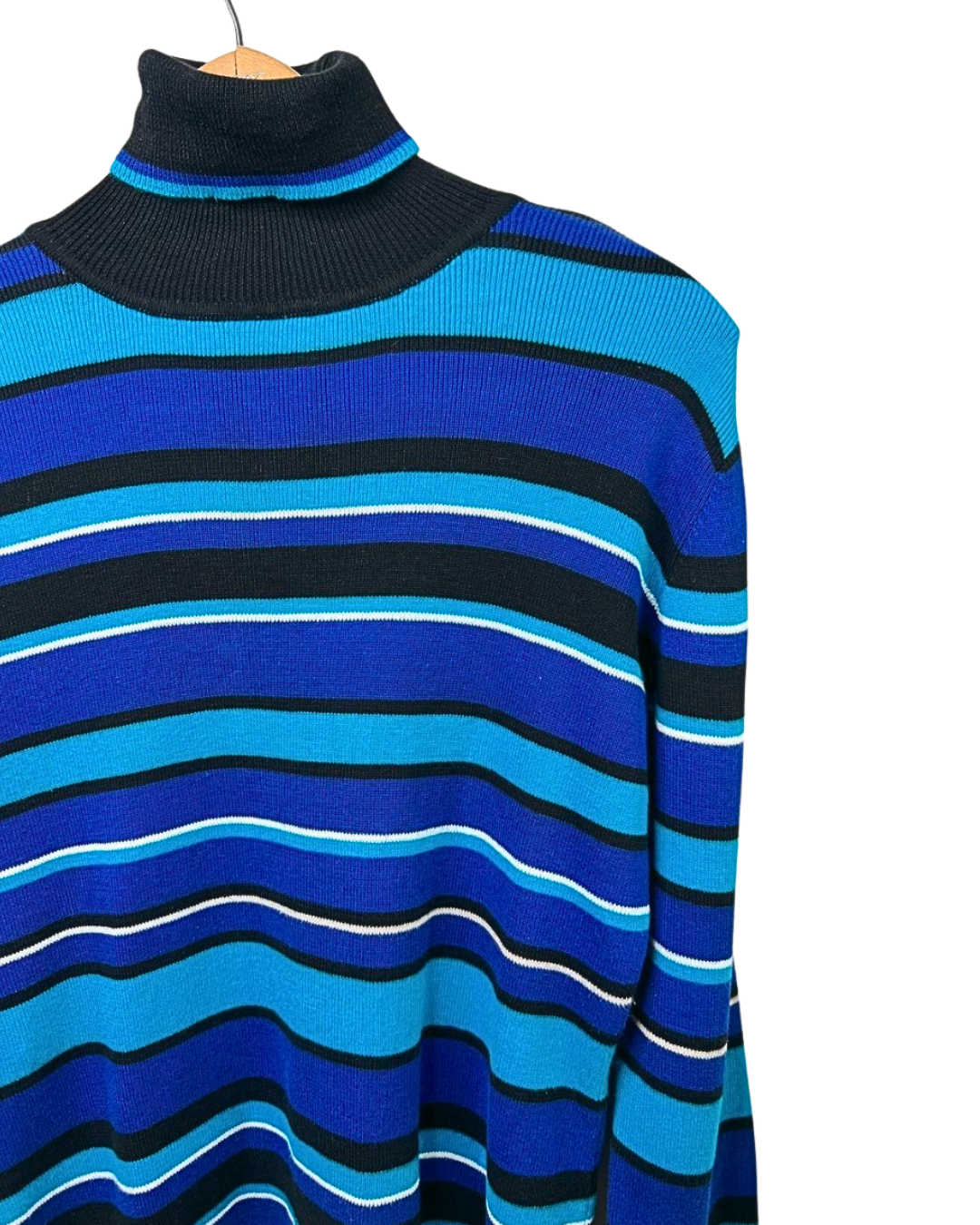 90s Blue Striped Pendleton 100% Cotton Turtleneck Size S/M