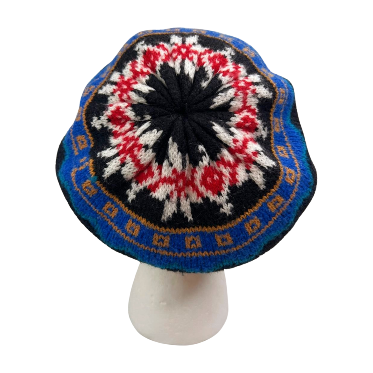 90’s Fair Isle/Black Reversible Slouchy Beret Beanie