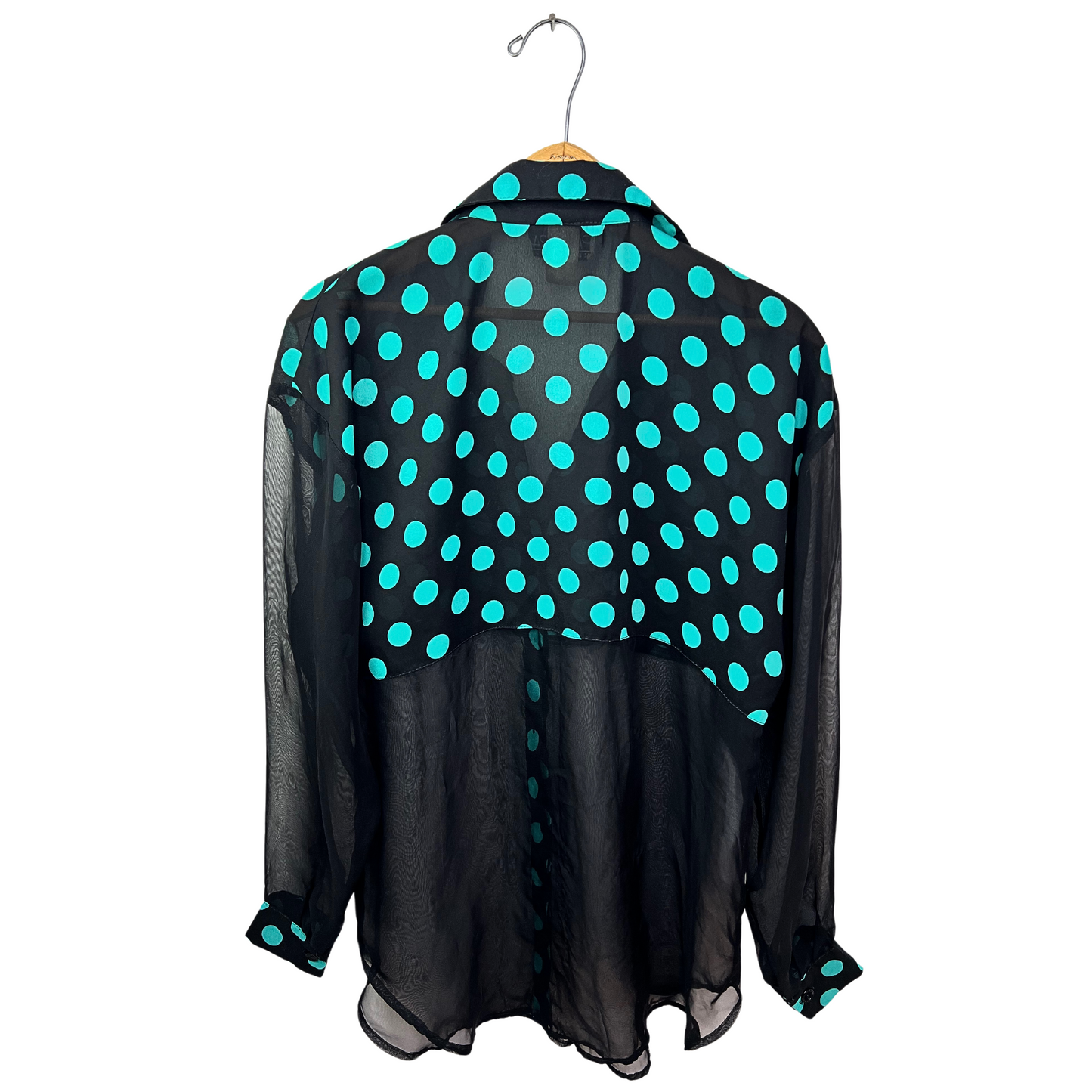 90s Sheer Polka Dot Pandora Casual Blouse