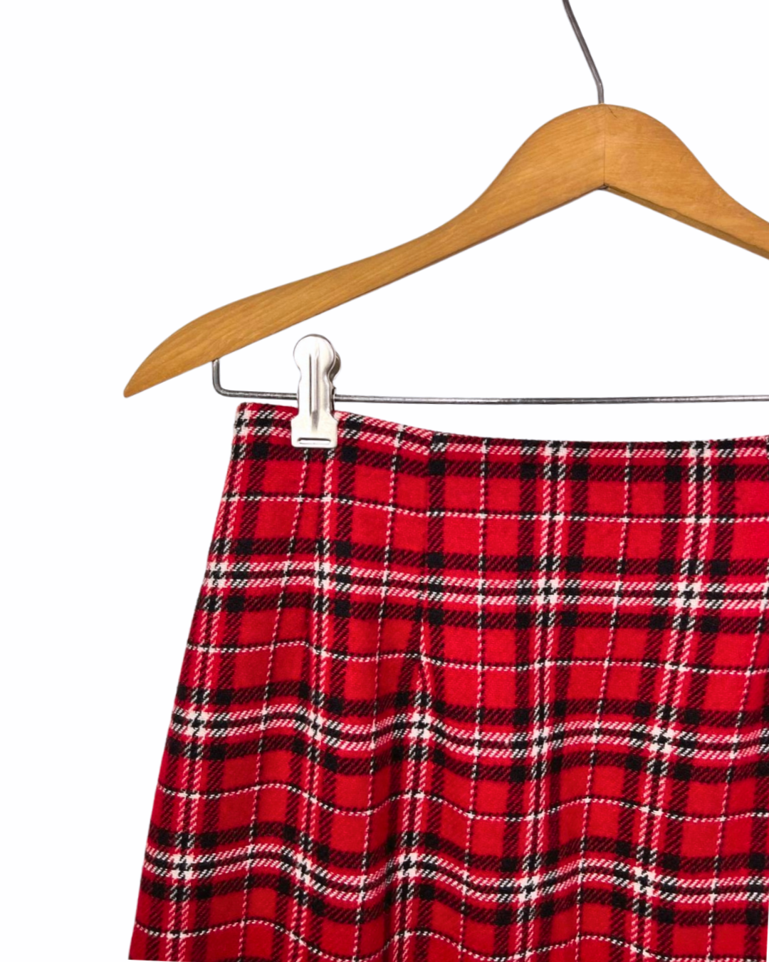 80’s Red Wool Plaid Mini Skirt Size 2/4