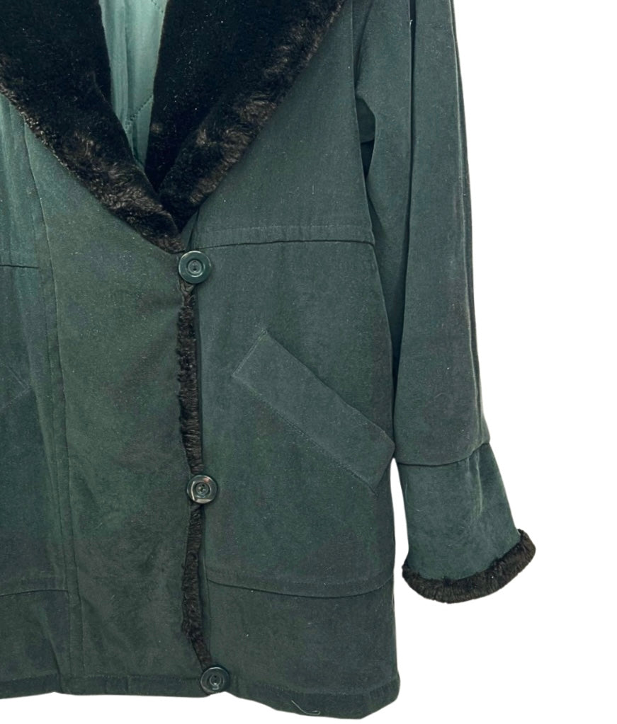 80’s Black Faux Fur Hooded Parka Size S/M